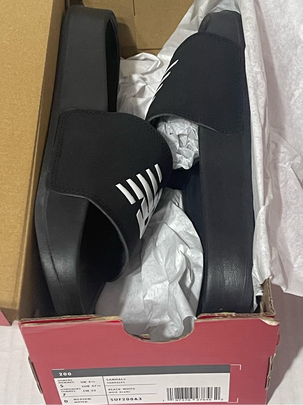 New Balance 200 Slides - Unisex M5/W7 - Black - NIB